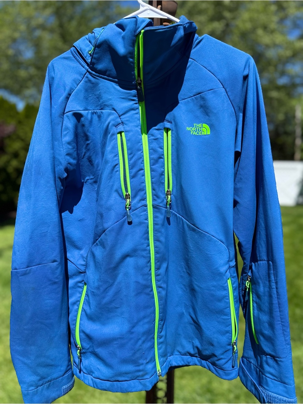 The North Face Blue Jacket with Lime Green Accent